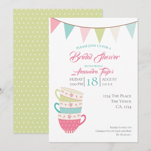 Tea Party Bridal Wedding Shower - Gepersonaliseerd Kaart (Voorkant / Achterkant)