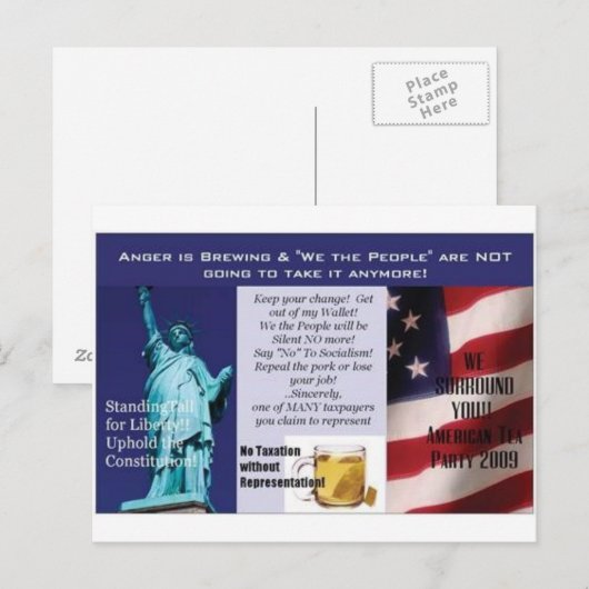 Tea Party Briefkaart (Voorkant / Achterkant)