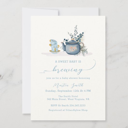 Tea Party Brouwen Baby shower Kaart (Voorkant)