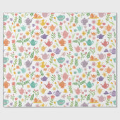 Tea Party Bruids Pasen Lente Bloemen Kleurrijk Cadeaupapier (Vlak)