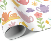 Tea Party Bruids Pasen Lente Bloemen Kleurrijk Cadeaupapier (Rol Hoek)