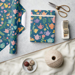 Tea Party Bruids Pasen Lente Bloemen Kleurrijk Cadeaupapier
