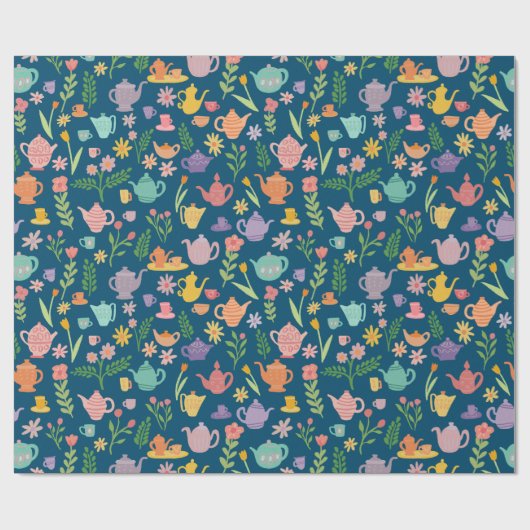 Tea Party Bruids Pasen Lente Bloemen Kleurrijk Cadeaupapier (Vlak)