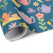 Tea Party Bruids Pasen Lente Bloemen Kleurrijk Cadeaupapier (Rol Hoek)