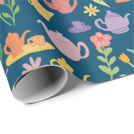 Tea Party Bruids Pasen Lente Bloemen Kleurrijk Cadeaupapier (Rol Hoek)