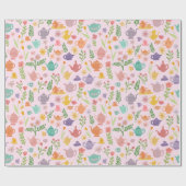 Tea Party Bruids Pasen Lente Bloemen Kleurrijk Cadeaupapier (Vlak)