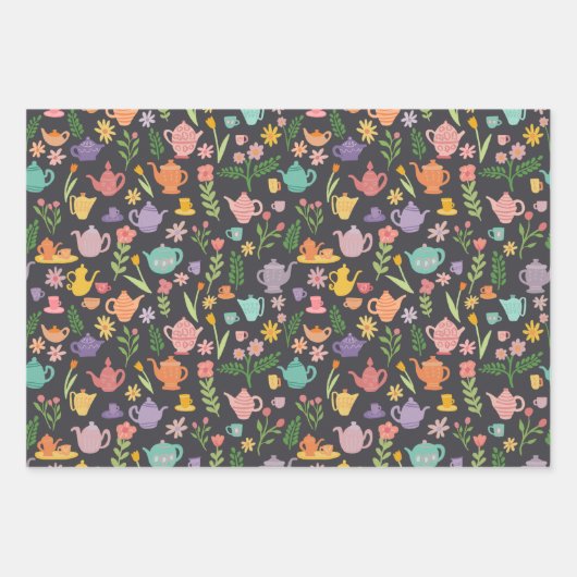 Tea Party Bruids Pasen Lente Bloemen Kleurrijk Inpakpapier Vel (Voorkant 2)