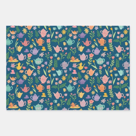 Tea Party Bruids Pasen Lente Bloemen Kleurrijk Inpakpapier Vel (Voorkant 2)
