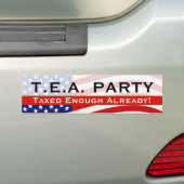 Tea Party Bumpersticker; al genoeg belast! Bumpersticker (Op auto)