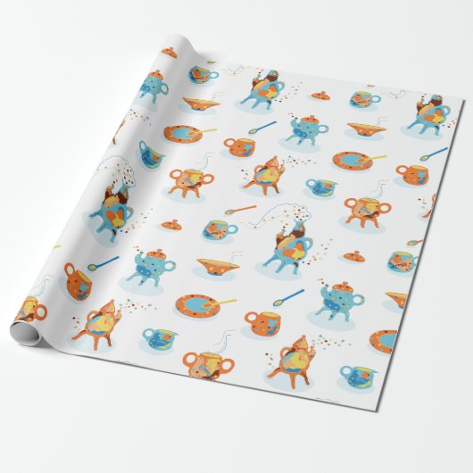 Tea-party. Cadeaupapier (Uitgerold)