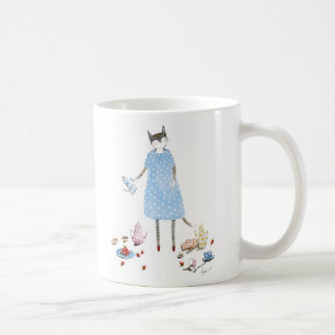 Tea Party Cat in een Karen Walker Dress Koffiemok