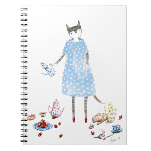 Tea Party Cat in een Karen Walker Dress Notitieboek