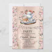 Tea Party Chic Rozen  Pensioen Partij Kaart (Voorkant)