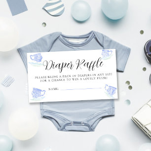 Tea Party China Kant Baby shower Luier Raffle Informatiekaartje