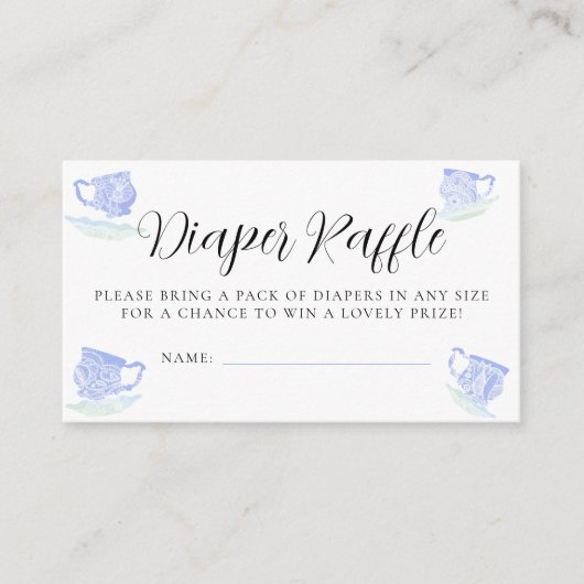 Tea Party China Kant Baby shower Luier Raffle Informatiekaartje (Voorkant)