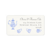 Tea Party Chinoiserie Blauw Boho Kant Vrijgezellen Etiket (Voorkant)