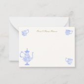 Tea Party Chinoiseries Kant Script Vrijgezellenfee Notitiekaartje (Voorkant)