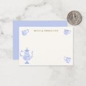 Tea Party Chinoiseries Wit Kant Vrijgezellenfeest Notitiekaartje (Voorkant / Achterkant in situ)