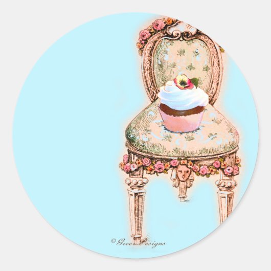 Tea Party Cupcake Ontwerp Ronde Sticker (Voorkant)