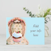 Tea Party Cupcake Victoriaans uitnodiging (Staand voorkant)