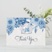 Tea Party Dank je wel je notitie van Navy Blue in  Bedankkaart (Staand voorkant)