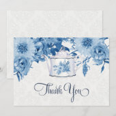 Tea Party Dank je wel je notitie van Navy Blue in  Bedankkaart (Voorkant / Achterkant)