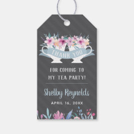 Tea Party Dank u Favor Tag met bloemen Cadeaulabel