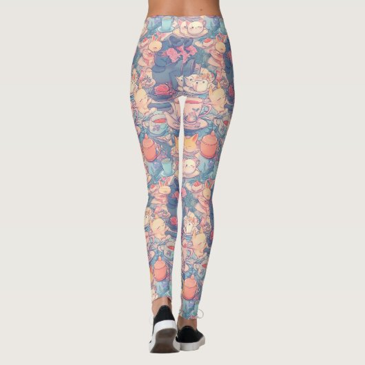 Tea party Doodle Collage Leggings (Achterkant)