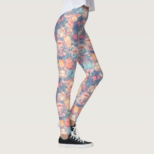 Tea party Doodle Collage Leggings (Rechts)