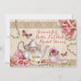 Tea Party Douche Verjaardagsuitnodigingen Kaart