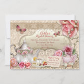 Tea Party Douche Verjaardagsuitnodigingen Kaart (Achterkant)