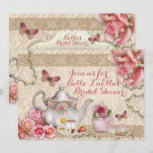 Tea Party Douche Verjaardagsuitnodigingen Kaart (Voorkant / Achterkant)