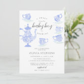 Tea Party Elegant Boho Lace Set Baby Boy Shower Kaart (Staand voorkant)