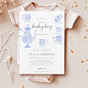 Tea Party Elegant Boho Lace Set Baby Boy Shower Kaart