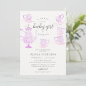 Tea Party Elegant Boho Lace Set Baby Girl Shower Kaart (Staand voorkant)