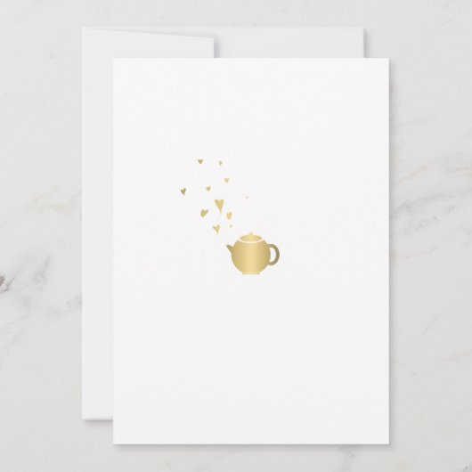 Tea Party Elegant Modern Gold Greenery Baby shower Kaart (Achterkant)