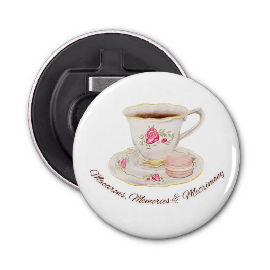 Tea Party Elegant Vrijgezellenfeest Bachelorette Button Flesopener (Voorkant)