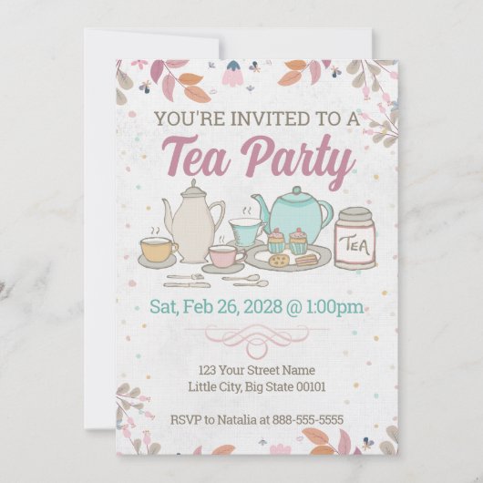 Tea Party en High Tea uitnodiging (Voorkant)