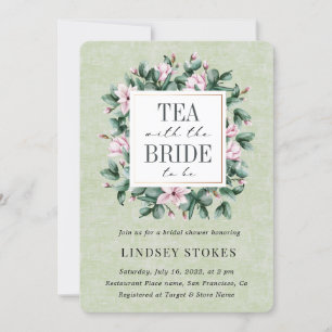 Tea Party Eucalyptus Green Rustic Vrijgezellenfees Kaart
