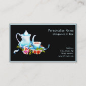  tea Party Event Planner Elegant Blue Black Visitekaartje (Voorkant)
