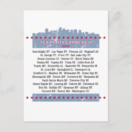 Tea Party Express City Tour Uitnodiging Briefkaart (Voorkant)