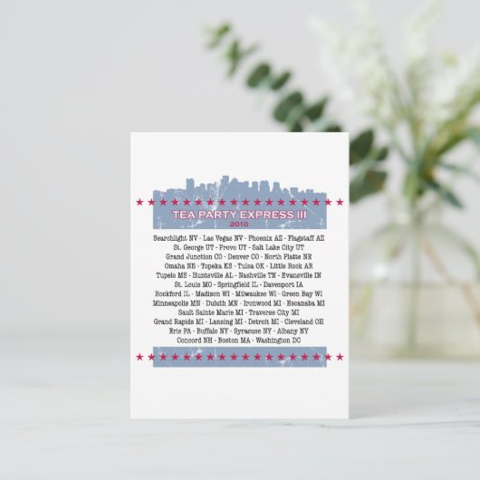 Tea Party Express City Tour Uitnodiging Briefkaart (Staand voorkant)