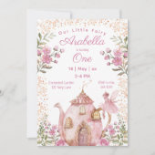 Tea Party Fairy Girl Blush Roze Bloemen Verjaardag Kaart (Voorkant)