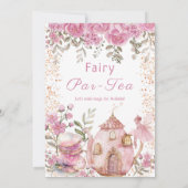 Tea Party Fairy Girl Blush Roze Bloemen Verjaardag Kaart (Achterkant)