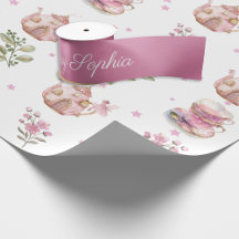 Tea Party Fairy Girl Blush Roze Bloemen Verjaardag