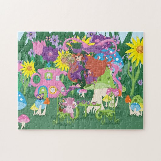 Tea Party Fairy, Watch en paddenstoelen Legpuzzel (Horizontaal)