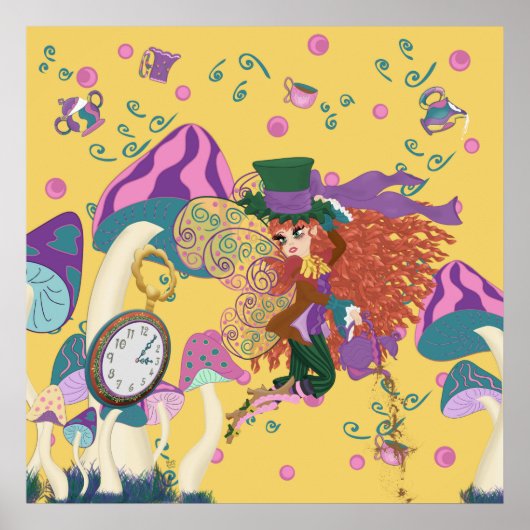Tea Party Fairy,  Watch en paddenstoelen Poster (Voorkant)