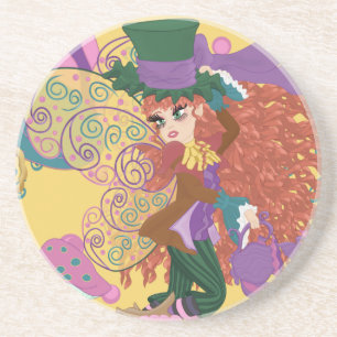 Tea Party Fairy, Watch en paddenstoelen Zandsteen Onderzetter