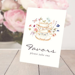 Tea Party Favors Pedestal Sign Reclamebord Met Voetstuk