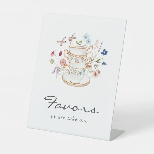 Tea Party Favors Pedestal Sign Reclamebord Met Voetstuk (Voorkant)